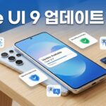 스마트폰 화면에 업데이트 알림이 떠 있는 갤럭시 S26 울트라와 기능 아이콘