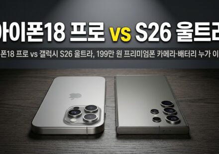 아이폰18 프로와 갤럭시 S26 울트라가 뒷면이 보이게 나란히 놓인 이미지